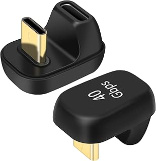 USB C 180 Degree Angled Adapter, U Shape USB C 4.0 Male to Female Adapter, Type C 40Gbps Angled Adapter Data Transfer Connector Compatible for Samsung, MacBook and More