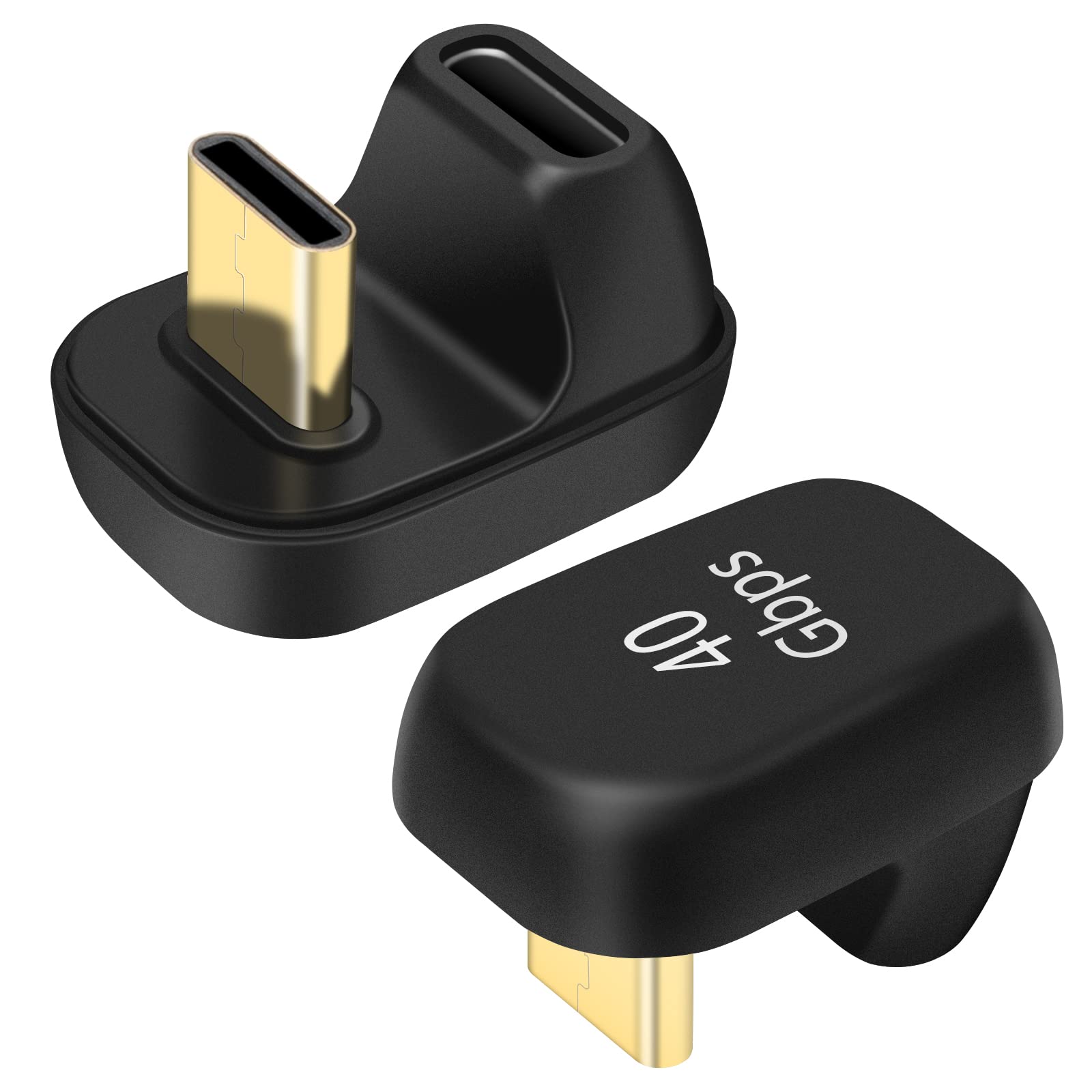 USB C 180 Degree Angled Adapter, U-Shaped USB-C 4.0 Male to Female Adapters, Type-C 40Gbps Angled Data Transfer Connector Compatible for Samsung,