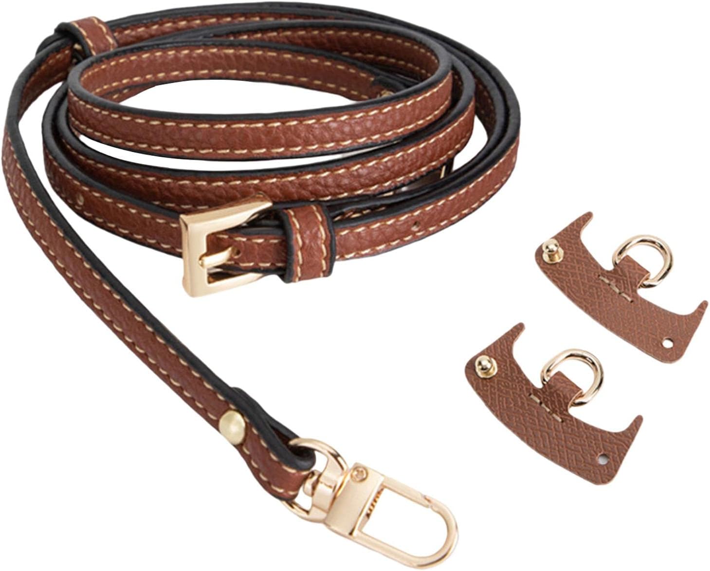 Kowaku Adjustable Strap Without Punching Buckle Shoulder Bag Strap for Mini Handbag Briefcase Purse, StyleA Brown
