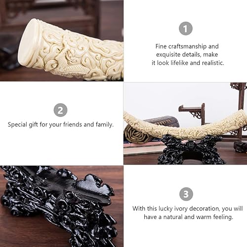 Miniatura 3 de VOSAREA Adornos de Halloween, escultura de animales, grabada, estatua de rebaño de elefante, modelo colmillo de elefante, adorno de escritorio para