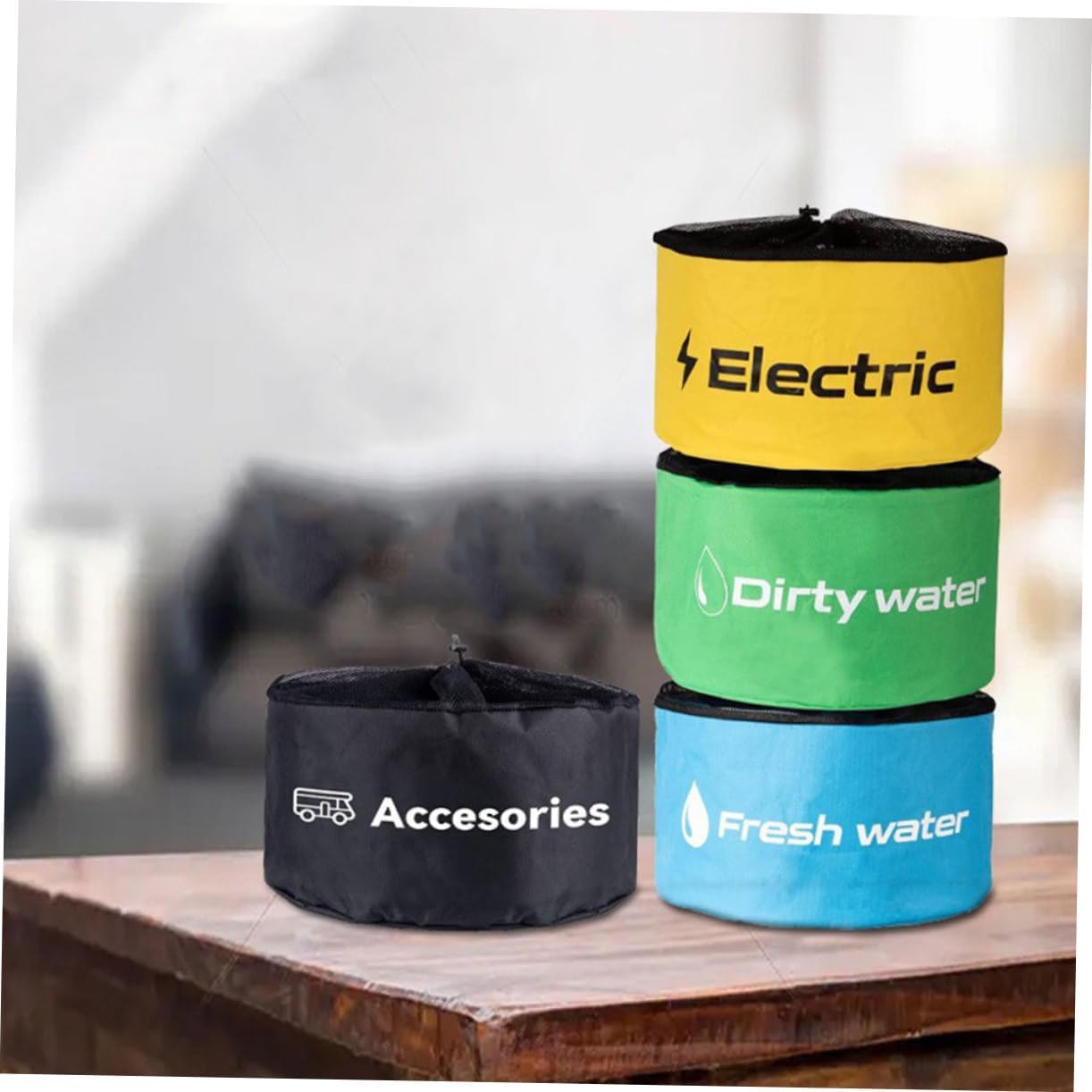 Sosoport 4pcs Rv Sewer Hose Storage Bag Travel Tote Bag for Garden Hose Rope Closure