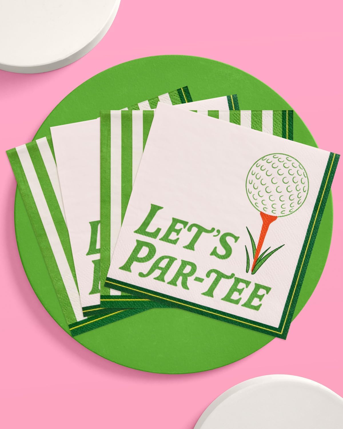 xo, Fetti Golf Napkins - 24 Paper Napkins | Golf Party, Birthday, Tee Time, Country Club, Green Striped, Sports Decor