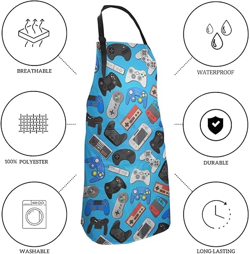 Miniatura 5 de Joystick Juego Fondo Delantal Impermeable Delantal Cocina Delantal de Cocina Delantal Unisex Ajustable