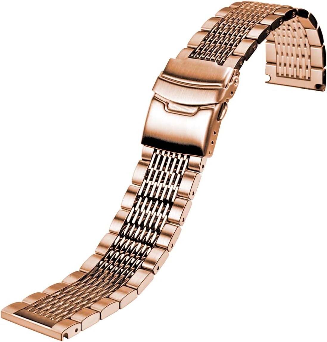 Stainless Steel Watch Band 18mm 20mm 22mm 24mm, Solid Polished Mesh Watch Bands Silver Black Rose Gold Watch Bracelet with Double-Lock Deployment Clasp Watch Strap for Men Women