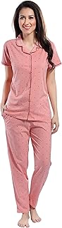 AERINOR Cotton Night Suit for Women Girls | Women's Cotton Printed Night Suit Set of T-Shirt &amp; Pyjama, Night wear Dress, R...