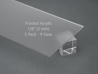 2 Pack Frosted Cast Acrylic Plexiglass Sheets 1/8” Thick (3mm) Easy to Cut Plastic Plexi Glass with Protective Paper - Signs, DIY Display Projects, Crafts, Shelves (16" x 24")