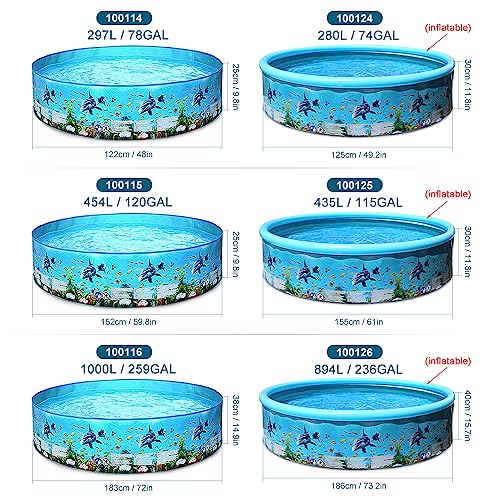 XiaoXIN Tragbares, inflationsfreies Hartplastik-Schwimmbecken, faltbares Schwimmbecken, Familienschwimmbecken, rundes Schwimmbecken für Babys, Kinder und Erwachsene – Bild 3