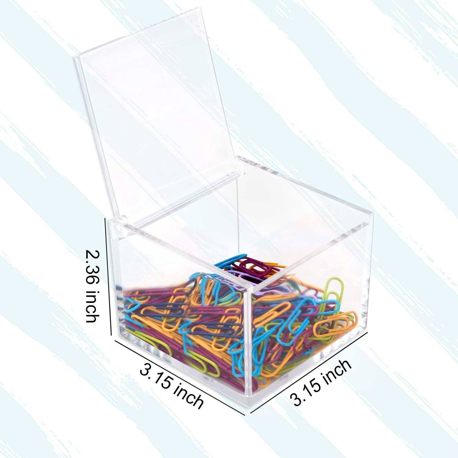 Deoot 2 Pack Paper Clip Holder Clear Acrylic with Lid Cute Paper Clip Organizer Dispenser for Desk Organizers Aesthetic Hair Accessories Organizer : Office Products