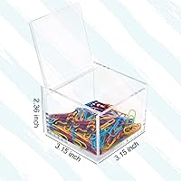 Vista 2 de Paquete de 2 organizadores pequeños de acrílico transparente con tapa para clips de papel, notas adhesivas, Qtip, bolas de algodón, soporte