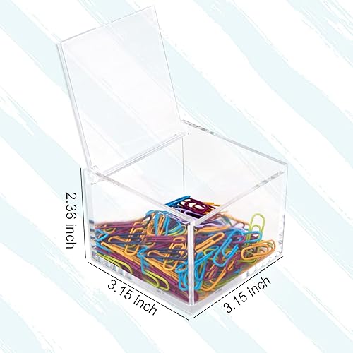 Miniatura 2 de Paquete de 2 organizadores pequeños de acrílico transparente con tapa para clips de papel, notas adhesivas, Qtip, bolas de algodón, soporte para