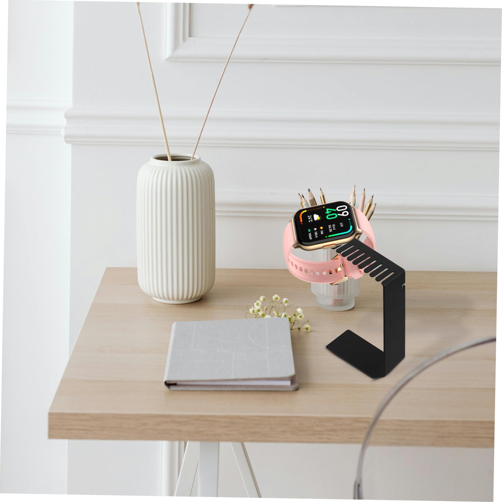 NUOBESTY Caricabatteria Per Smartwatch Con Supporto Per Cinturini Orologio Base Ricarica Per Scrivania Espositore Per Accessori Nero