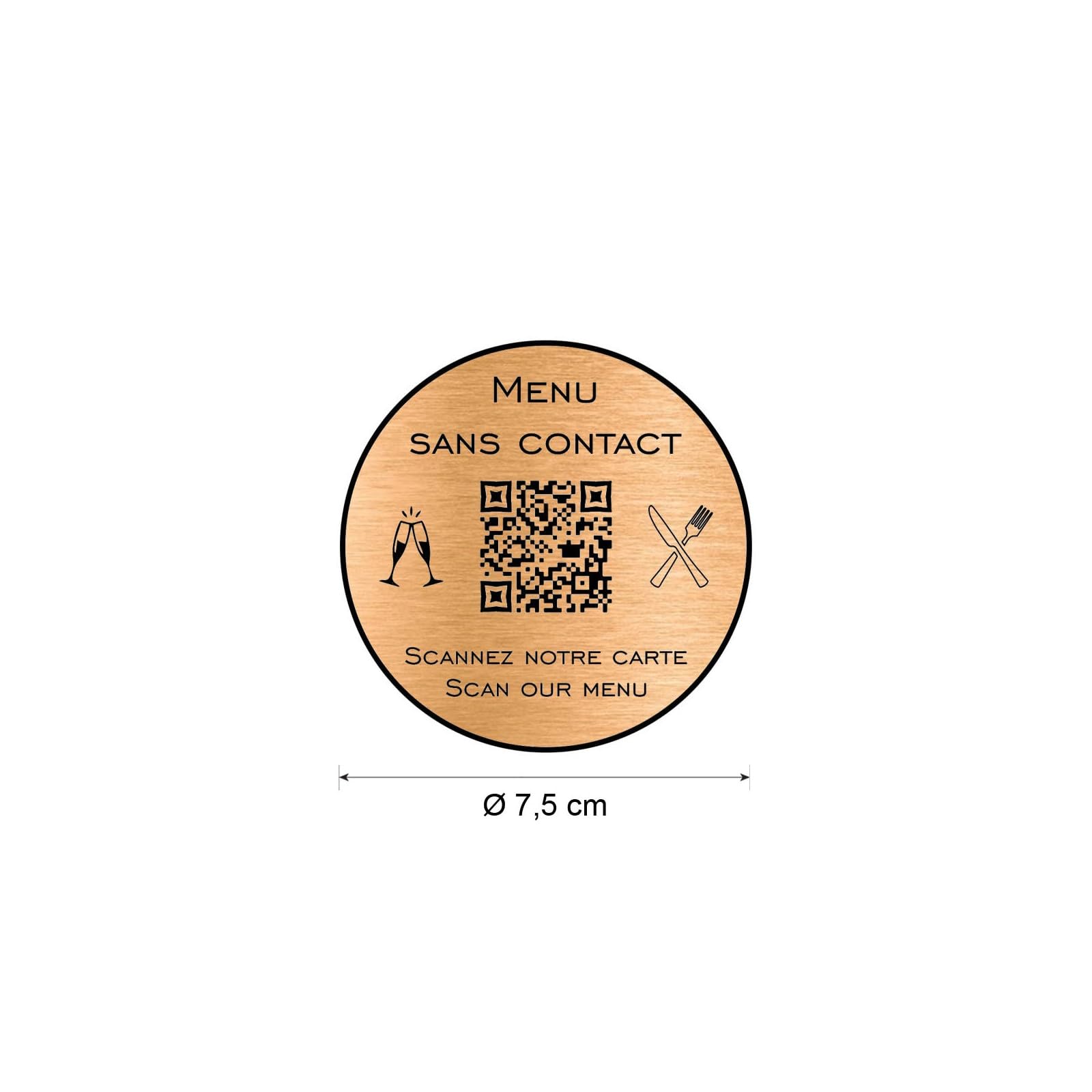 DECOHO - Menu Sans Contact Pictogramme Carré QR Code Pour Présentation Menu Hôtel Restaurant - Couleur Cuivre Brossé - Cuivre Brossé