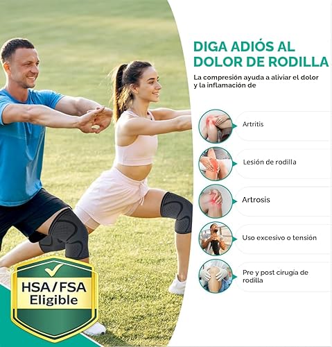 Miniatura 2 de Modvel - Rodilleras de compresión para hombres y mujeres, paquete de 2 unidades, rodilleras para dolor de rodilla al correr, mangas de compresión