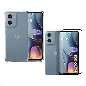 Kit Capa Capinha + Película 3D para Moto G05 | Anti-Impacto | Transparente | Proteção Total | Case Air Anti Impacto Transparente + Película De Vidro Temperado 3d Resistente
