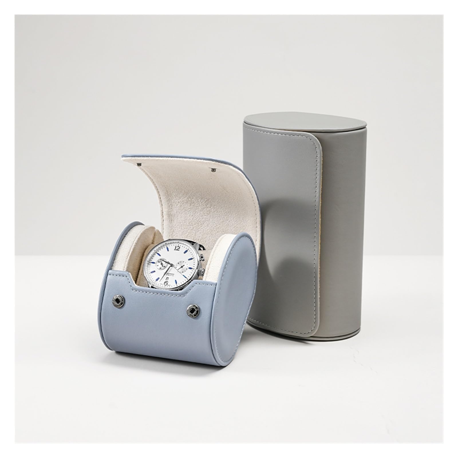 1 rotolo di orologio in pelle multi-slot | Conserva orologi for viaggi, conservazione quotidiana e regali(Light gray 3 Slot)