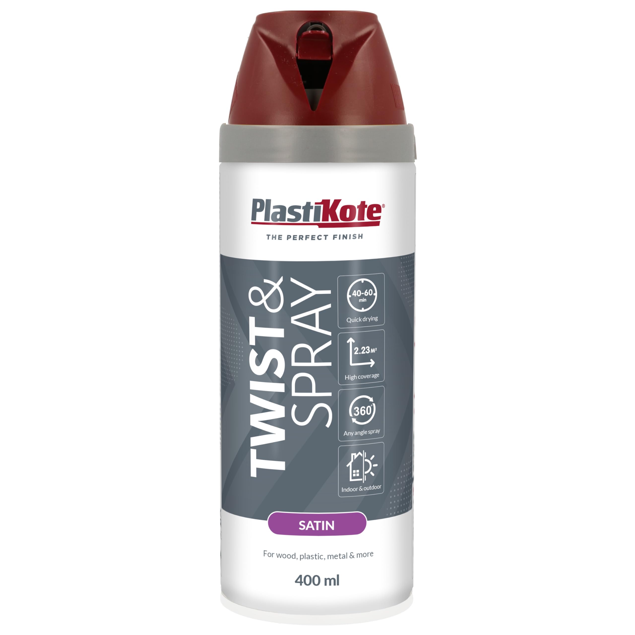 Plasti-kote 22105 400ml Premium Spray Paint Satin - Wine Red