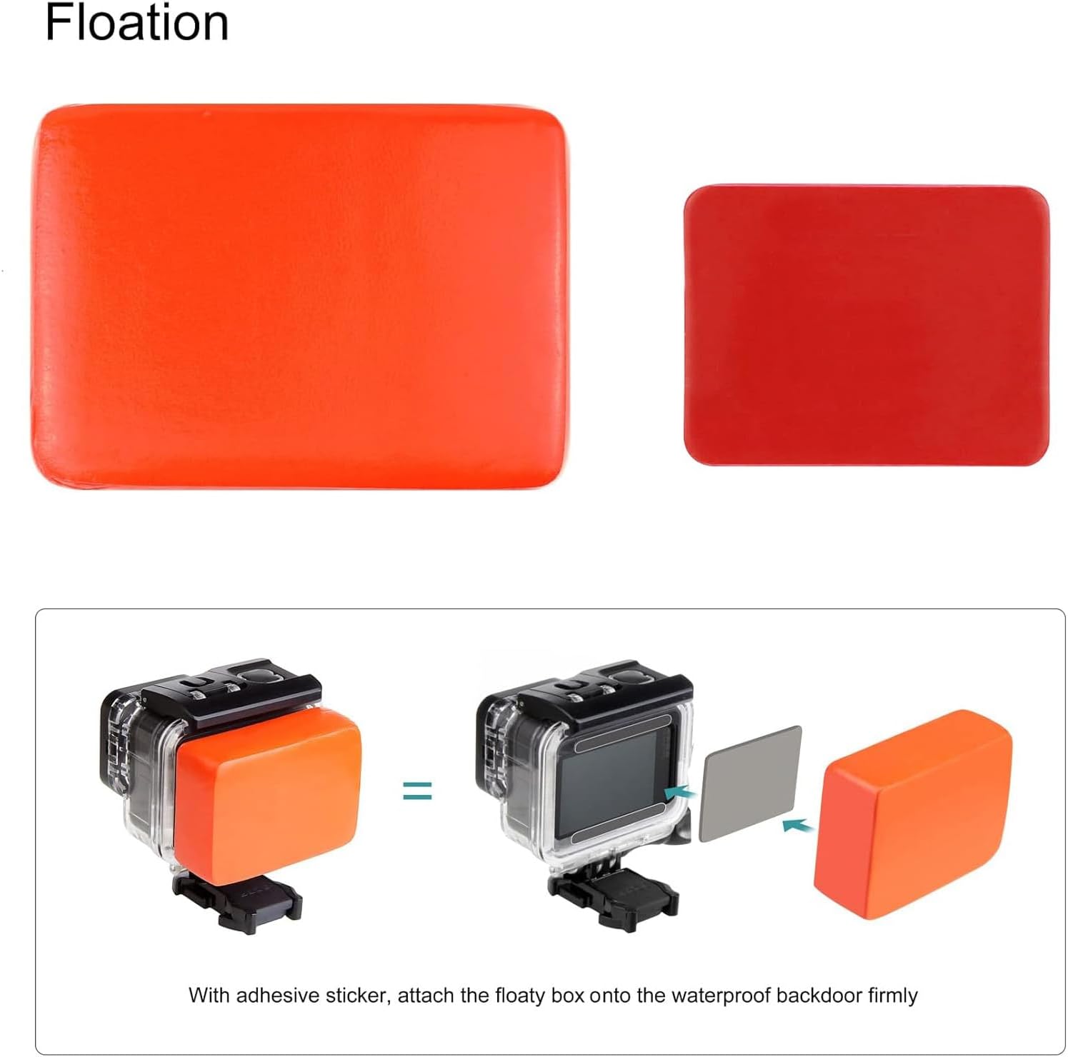 SOONSUN 2-Pack Waterproof Floaty Backdoor Compatible with GoPro Hero 5 6 7 Black Official Super Suit Waterproof Housing Case