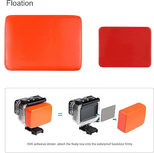 Miniatura 3 de SOONSUN Paquete de 2 fundas impermeables flotantes para puerta trasera compatibles con GoPro Hero 5, 6, 7, negro, oficial, Super Suit