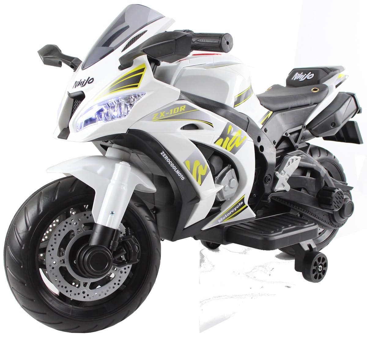 Playhouse Kinder Elektro Motorrad MBT, Ledersitz, Eva Räder, 12V 7ah Kinderauto Kinderfahrzeug (Weiß)