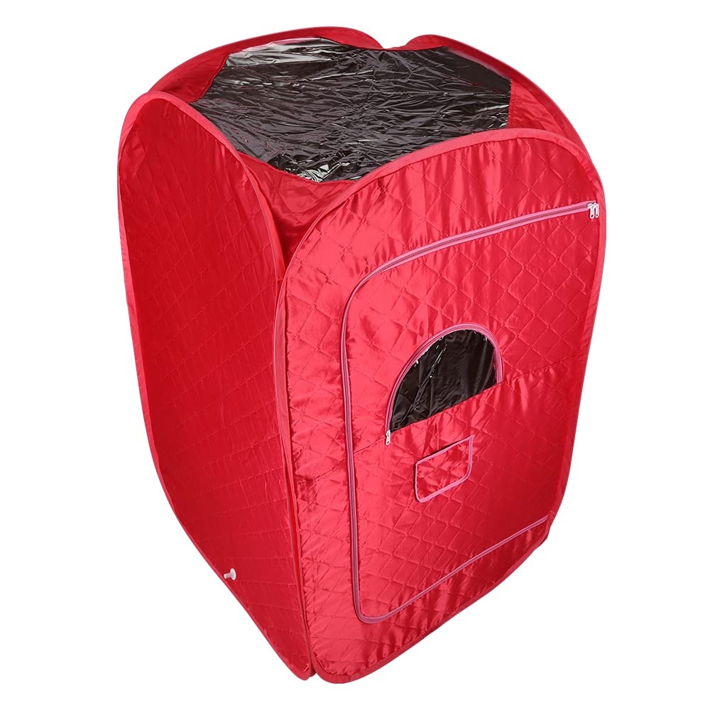 Sauna à Vapeur et Cabine 2L 1000W Tente de Sauna Portable Pliable Isolante à Quatre Couches et Générateur de Vapeur de Sauna pour Bain de Sauna, Détoxification, Thérapie Corporelle(rouge)