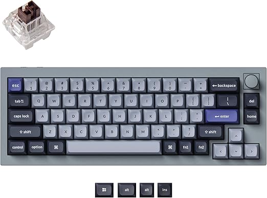Keychron Q2 Pro QMK/VIA Wireless Custom Mechanical Keyboard, Full Metal Programmable Knob Hot-Swappable K Pro Brown Switches, KSA Double-Shot PBT Keycaps RGB Backlight for Mac Windows Linux - Gray