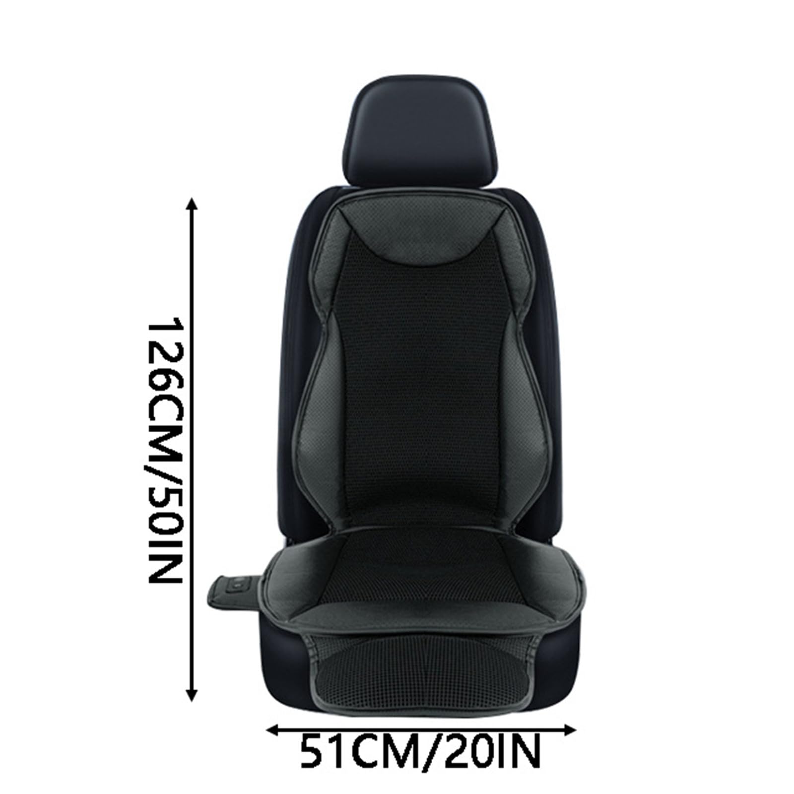 Cuscino decorativo per sedile in auto con il nostro cuscino estivo per sedile ventilato tramite USB, con ventilatore, aria condizionata fredda durante la guida, cuscino a cuneo (nero, 126 x 51