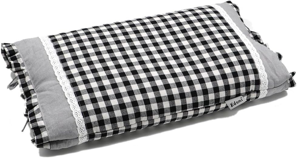 Upgrade Buckwheat Hulls Pillow, Small Adjustable Buckwheat Neck Pillow with Pillowcase, Firm Support for Side Sleeper or Cervical Pillows Sleeping (20x11 inch, Black)