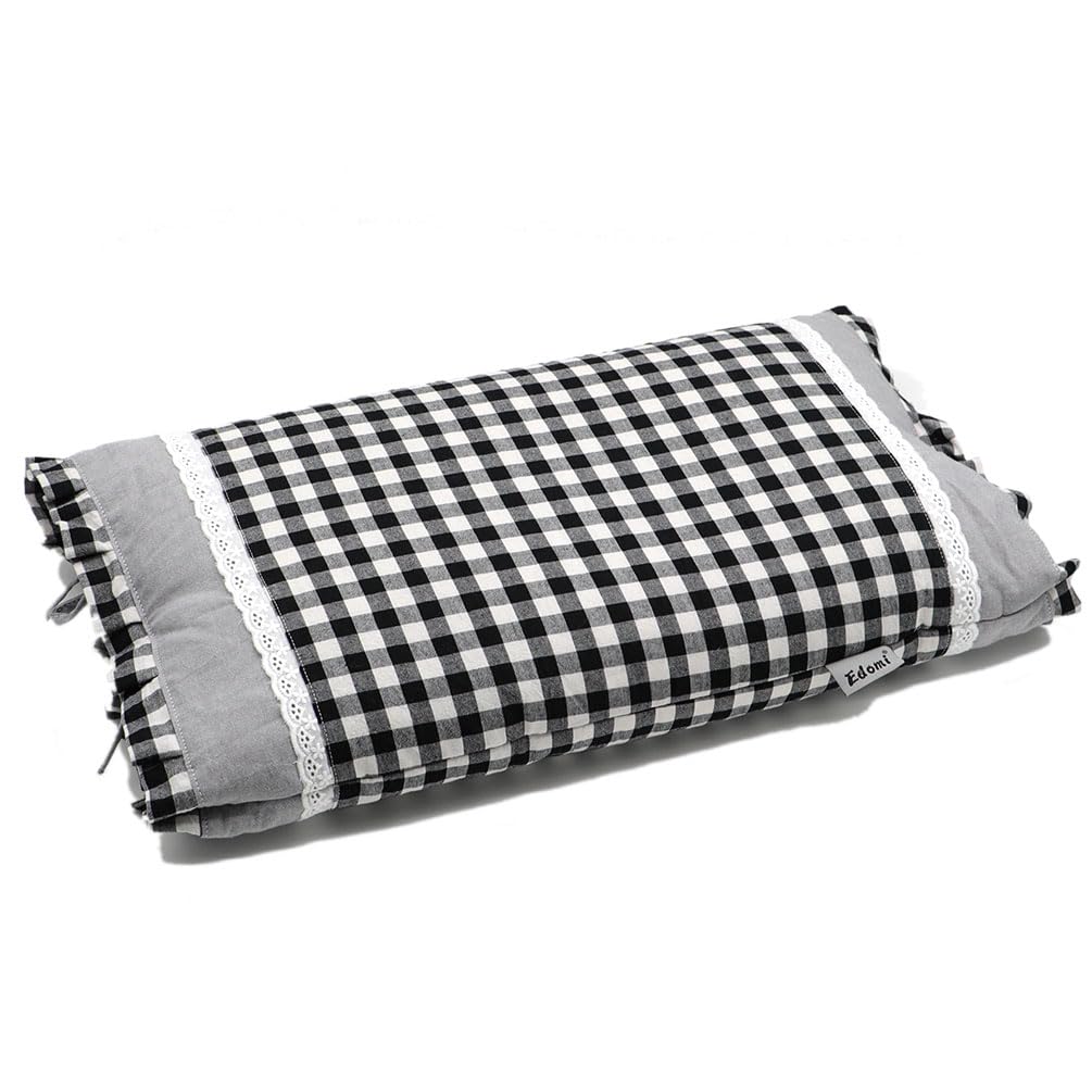 Upgrade Buckwheat Hulls Pillow, Small Adjustable Buckwheat Neck Pillow with Pillowcase, Firm Support for Side Sleeper or Cervical Pillows Sleeping (20x11 inch, Black)