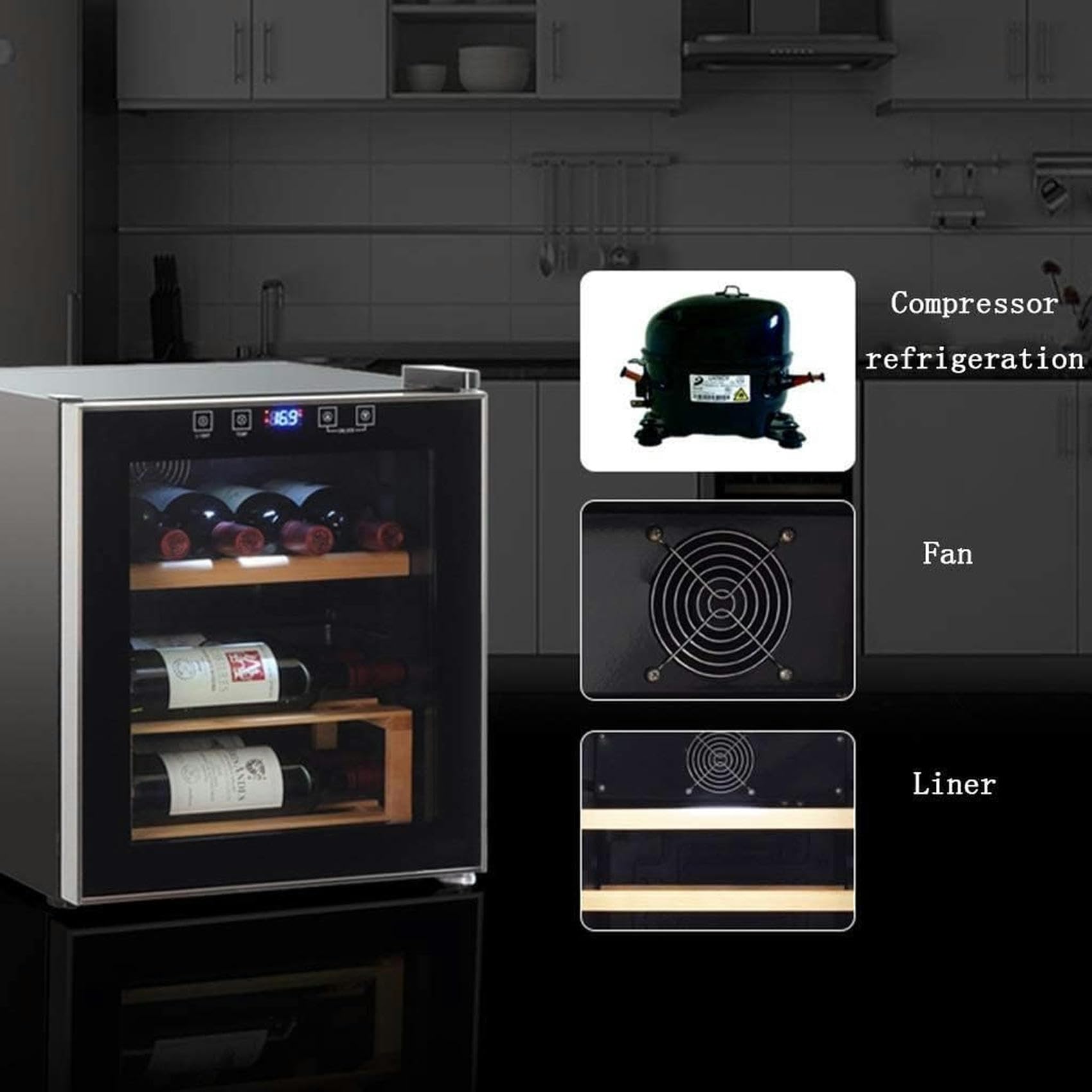 Refrigeratore per vino a compressore, silenzioso a zona singola, con controllo tattile, perfetto per bancone o magazzino, ideale per conservare i tuoi vini preferiti