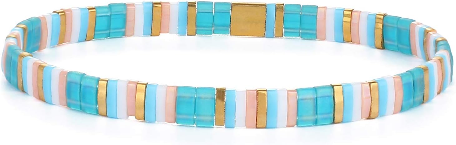 C·QUAN CHI Women Tila Beaded Bracelet Handmade Friendship Stretch Bracelet New for Summer Jewelry