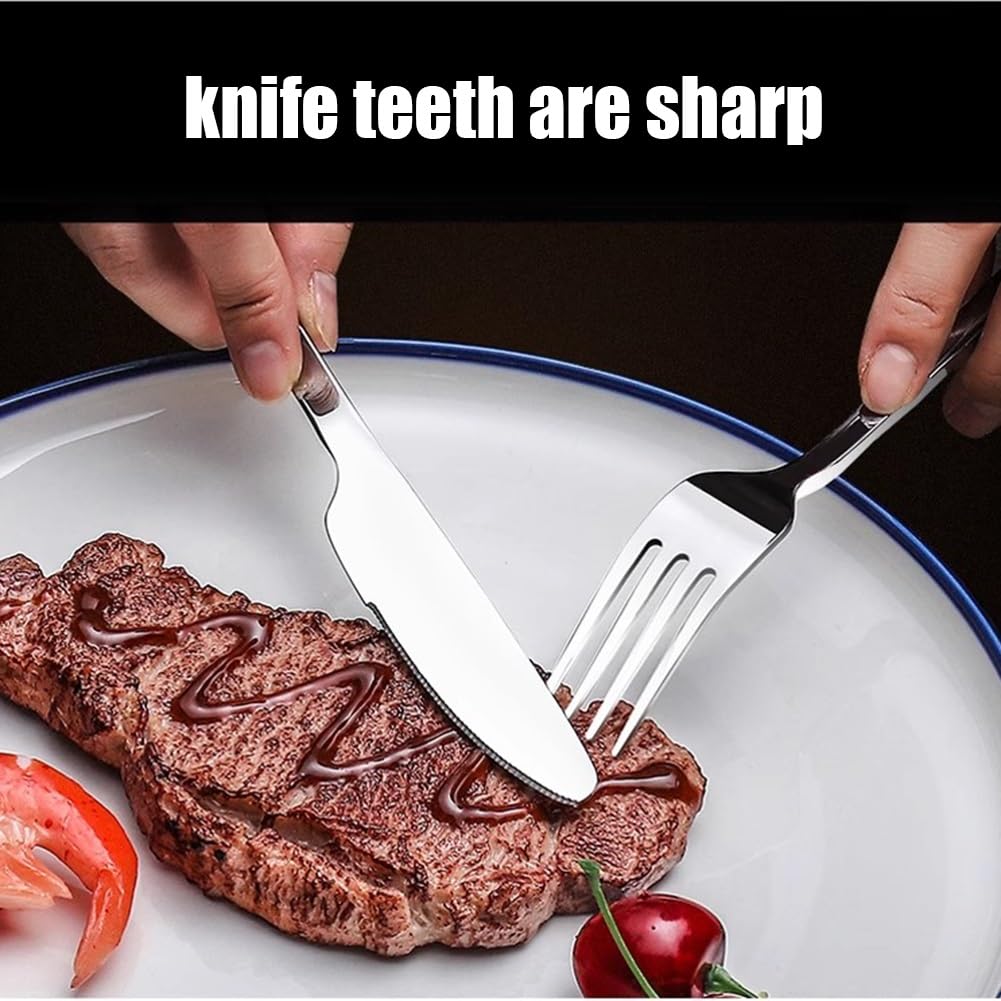 Cuberterías Juego De Cubiertos De 24 Piezas, Juego De Cubiertos De Acero Inoxidable, Servicio De Vajilla Occidental para 6, para Cocinas Y Restaurantes Domésticos, Apto para Lavavajillas