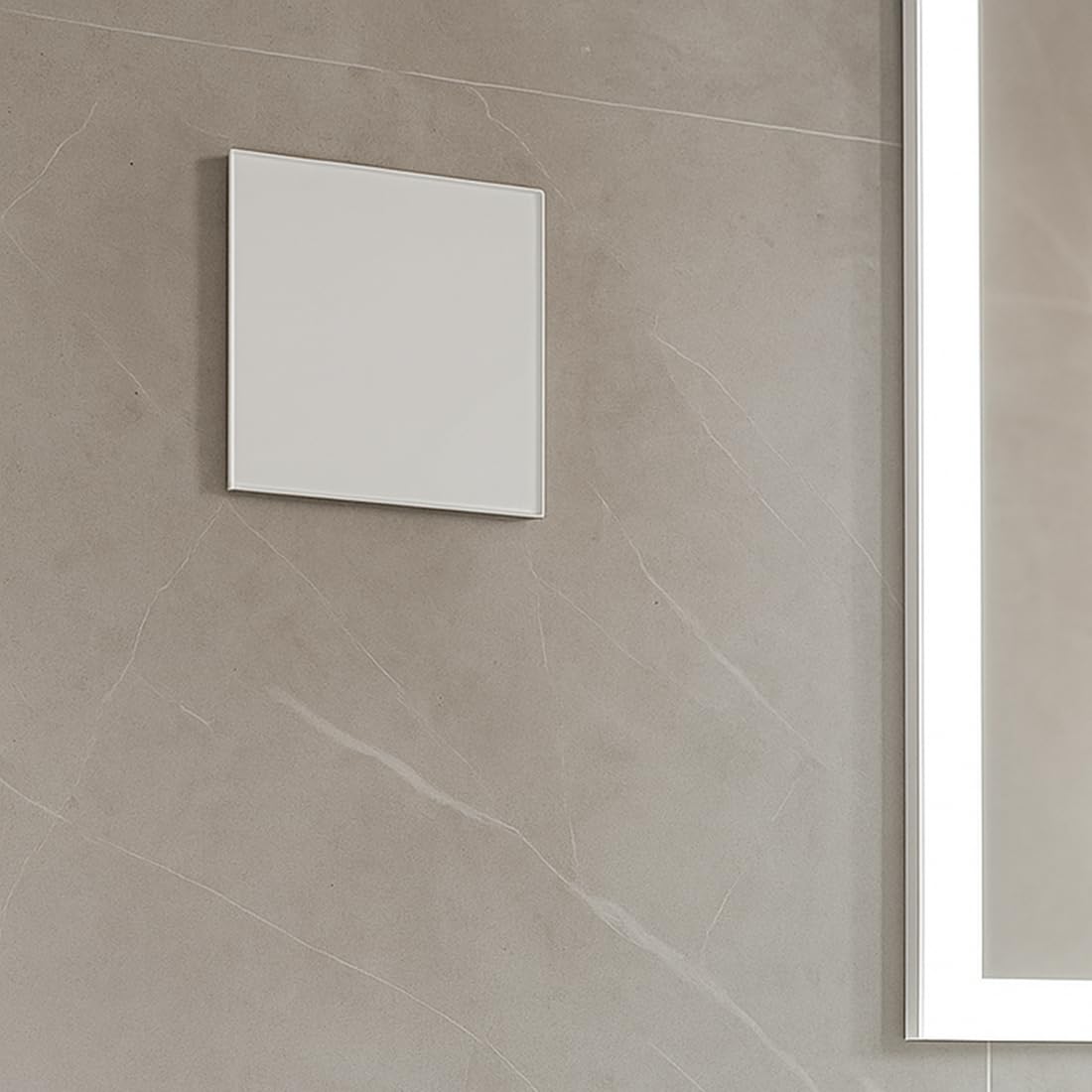Vlano Badlüfter EOS 125 H WH, mit Feuchtigkeitssensor & Nachlauf, 125 mm, Glasfrontplatte, Rückschlagklappe, Leiser Betrieb, IP 45, LED Hintergrundbeleuchtung, Abluftlüfter Hygro und Nachlauf, weiß