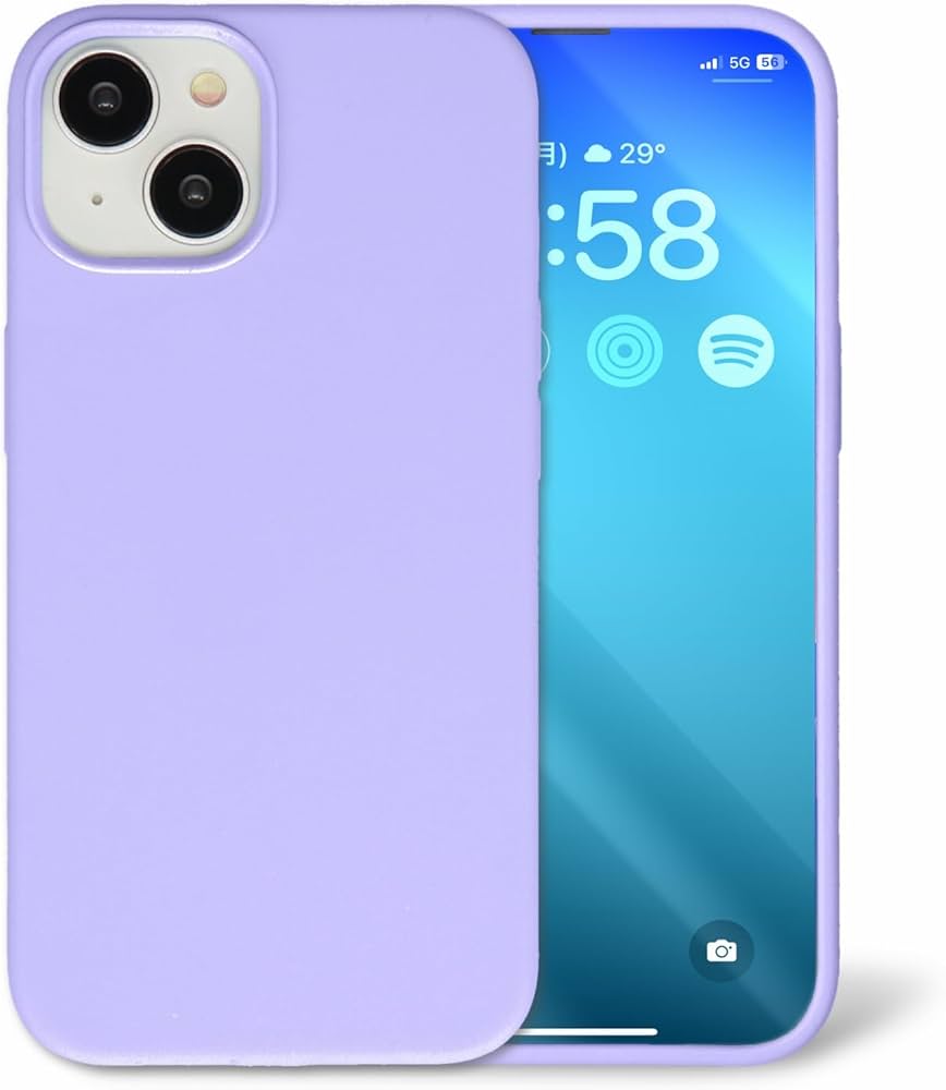 Amazon.co.jp: 【横トナ】iPhone 14用 シリコンケース 【パープル