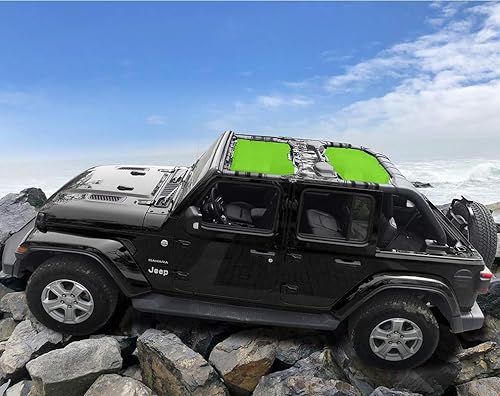Miniatura 7 de Shadeidea - Parasol para Jeep Wrangler JL Unlimited (2018-actual), 4 puertas, delantera y trasera, 2 piezas, malla verde, protector solar para JLU,