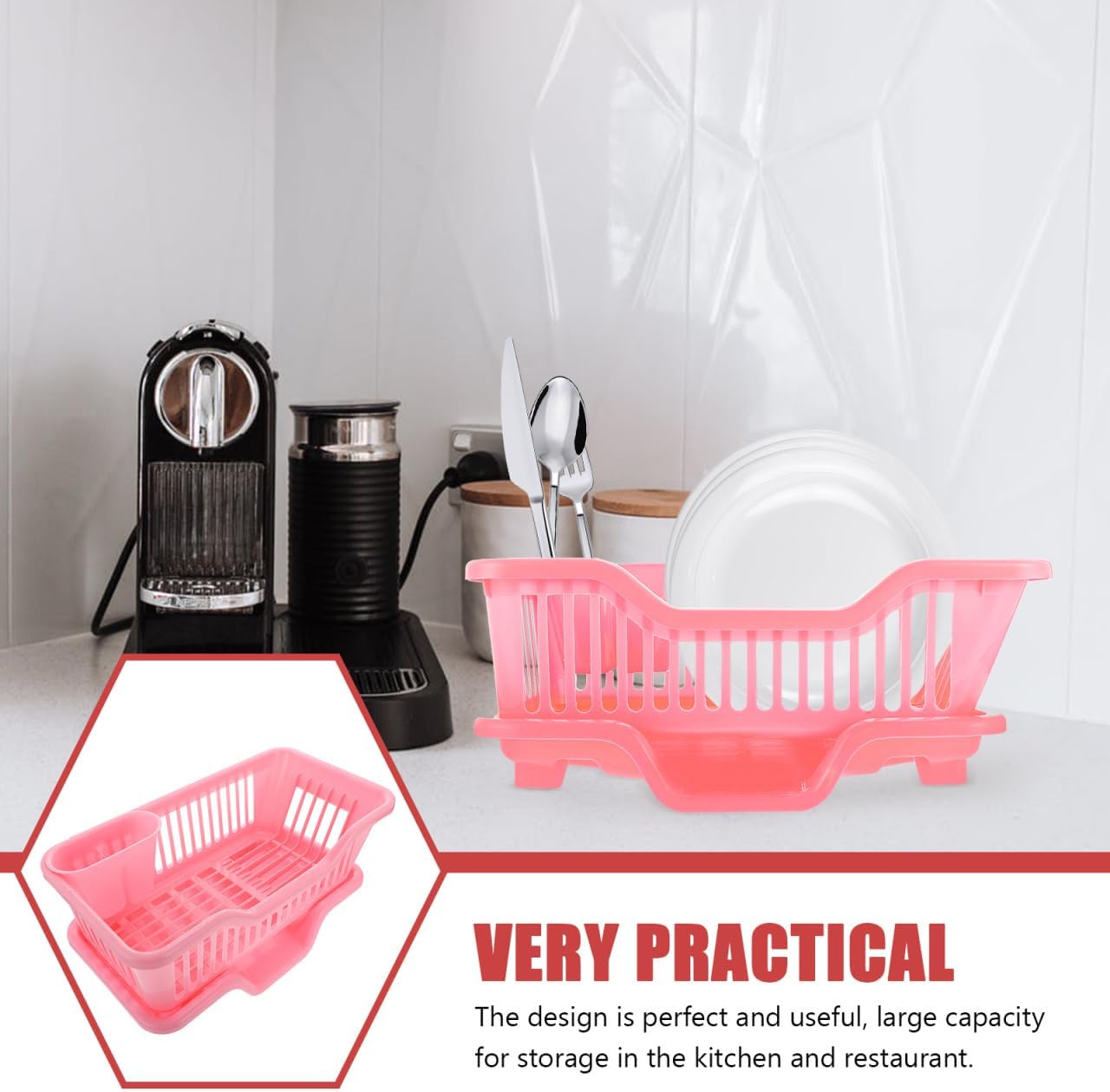 ABOOFAN Kitchen Dish Drying Rack Drain Basket Plastic Tableware Organizer Large Capacity for Countertop and Sink Use