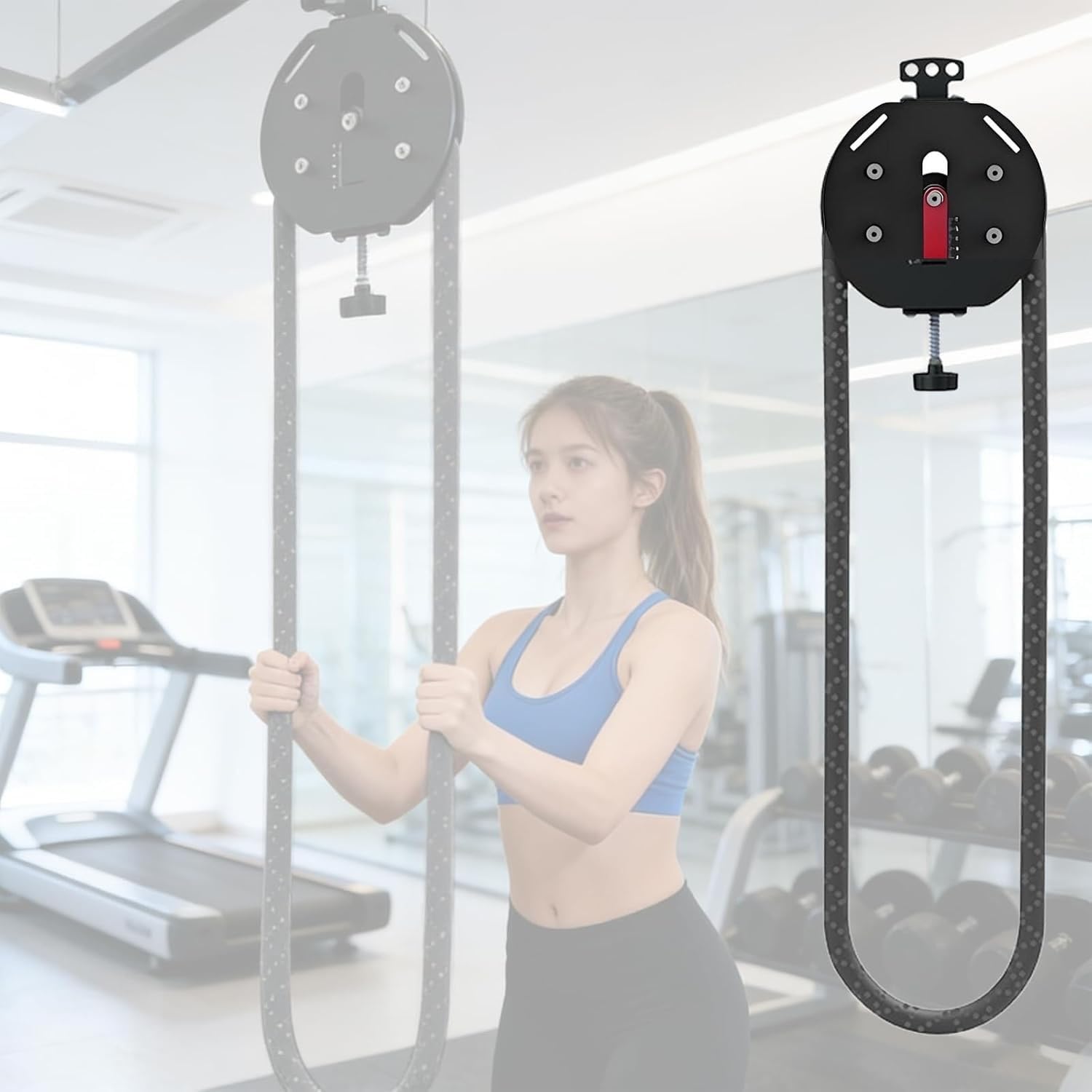 Resistance Trainer Machine, Endless Rope Trainer, 30KG/66LBS Max Adjustable Resistance, Suspension Endless Rope Pulley System, 4m Closed-Loop Nylon Rope, for Interval Resistance Training