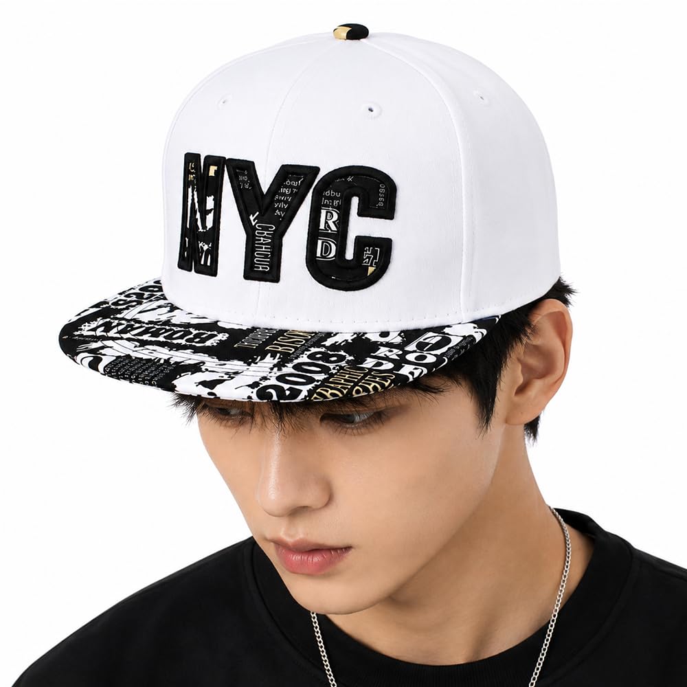 Comfortable Polyester 3D Printed Hip Hop Cap for Men & Women | Adjustable Snapback Closure Flat Brim Baseball Hat | Lightweight Urban Streetwear Headwear for Dance, Skateboarding, Gym, Sports-image-6