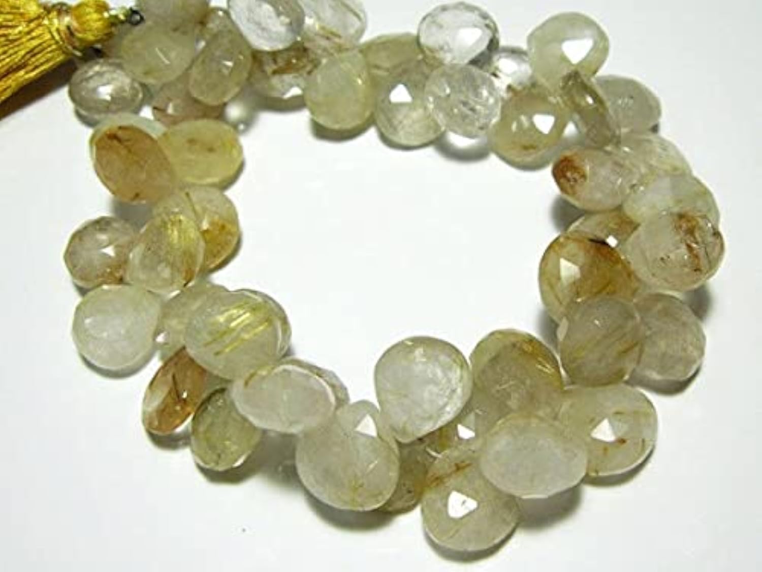 Quartz rutilé doré LKBEADS perles cœur facetté 10-12mm pour bijoux haut de gamme
