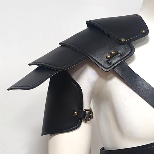 Miniatura 6 de ZXKYZR8 Steampunk - Armadura de hombro para hombre, remache vintage medieval, multipieza, apilable, de cuero, caballero guerrero, cinturón de un