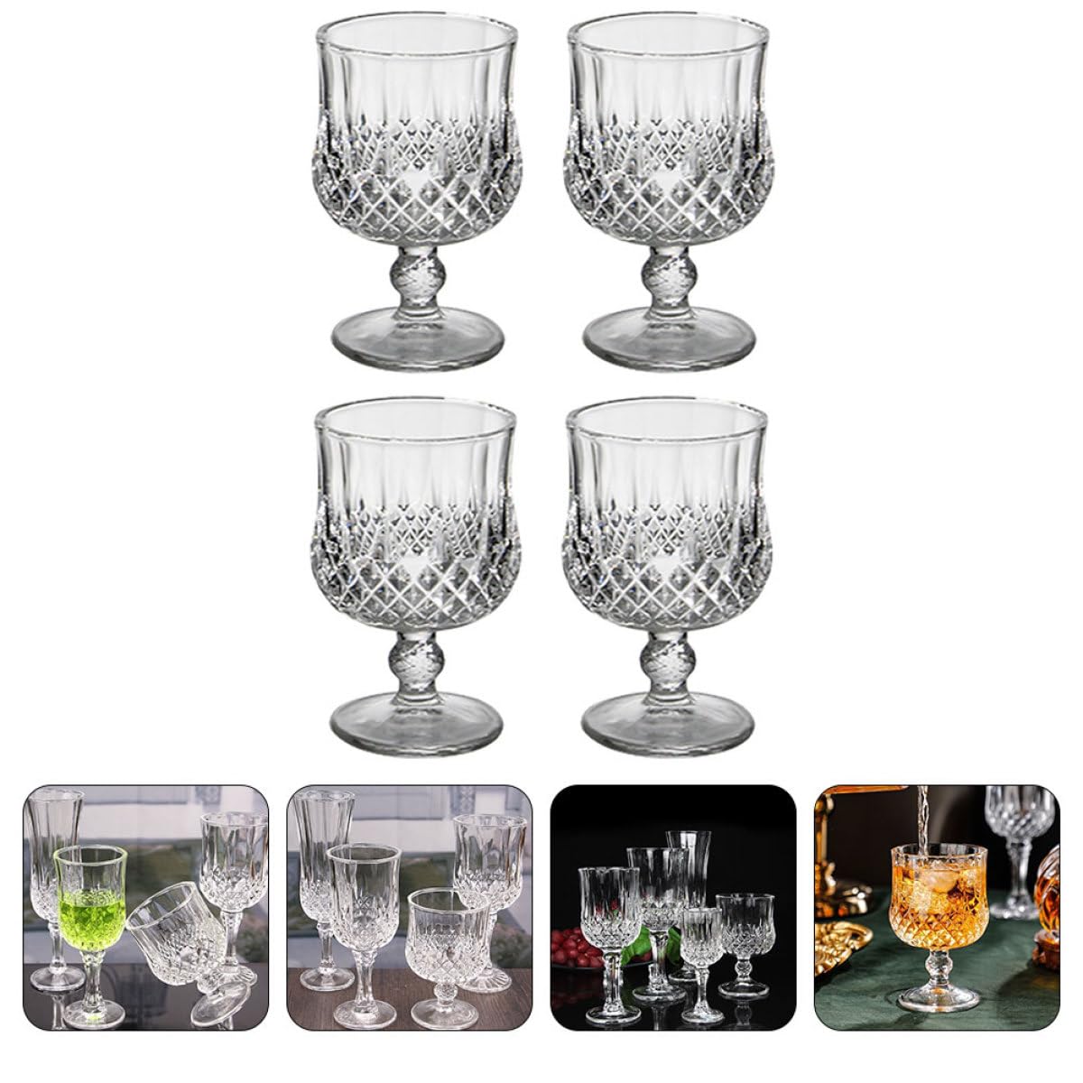 TOYANDONA Verres à Vin Rouge et Gobelets à Cocktail en Verre Dépoli, Lot de 4 Pièces, Adaptés pour Mariages, Fêtes et Banquets