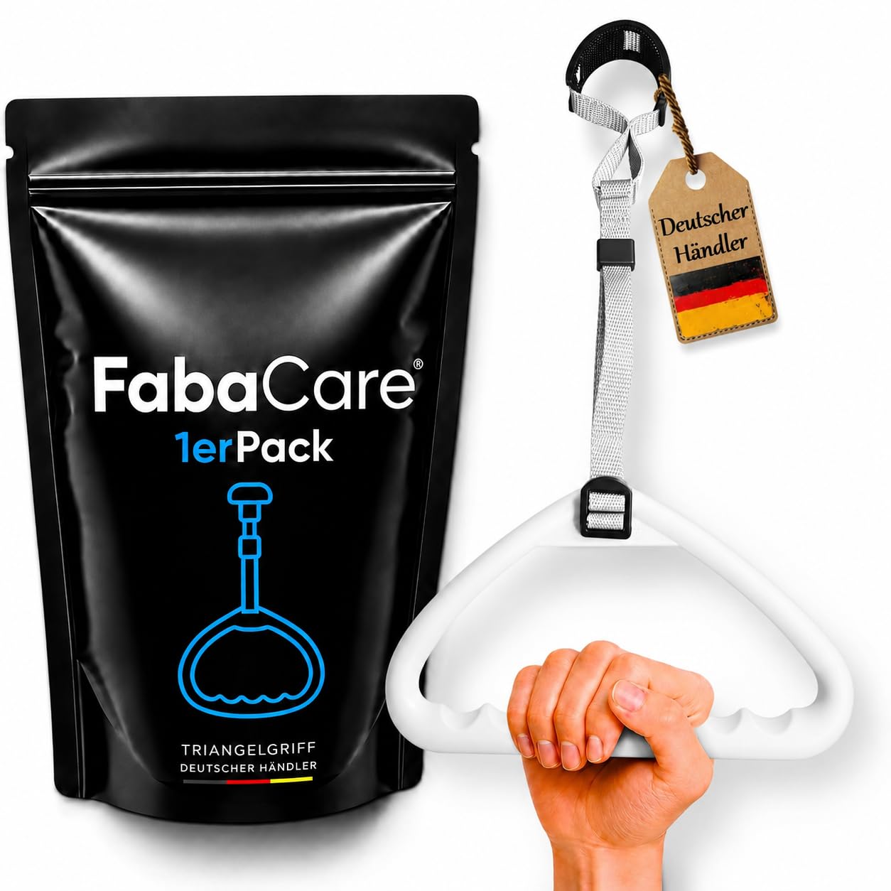 FabaCare Mango ergonómico, mango trapezoidal, tirador de cama, tirador de elevación, mango de goma, mango de barra, mango de viga, agarrador, ayuda de erección, mango cómodo, CLN-3201