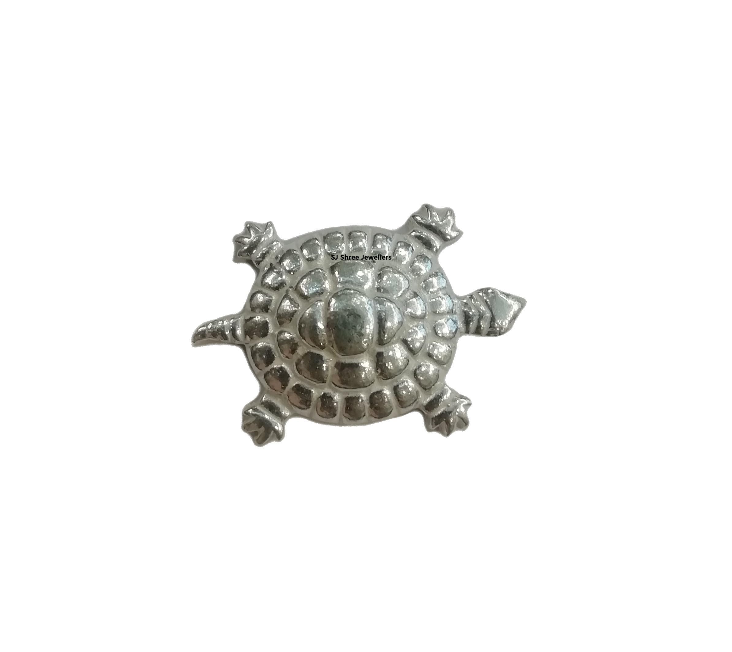 SJ Pure Silver Tortoise Kachua Turtle for vastu and Pooja Home Decor Showpiece Accents for Luck Prosperity Health (1 pcs) (Small) 3.2 x 2 cm