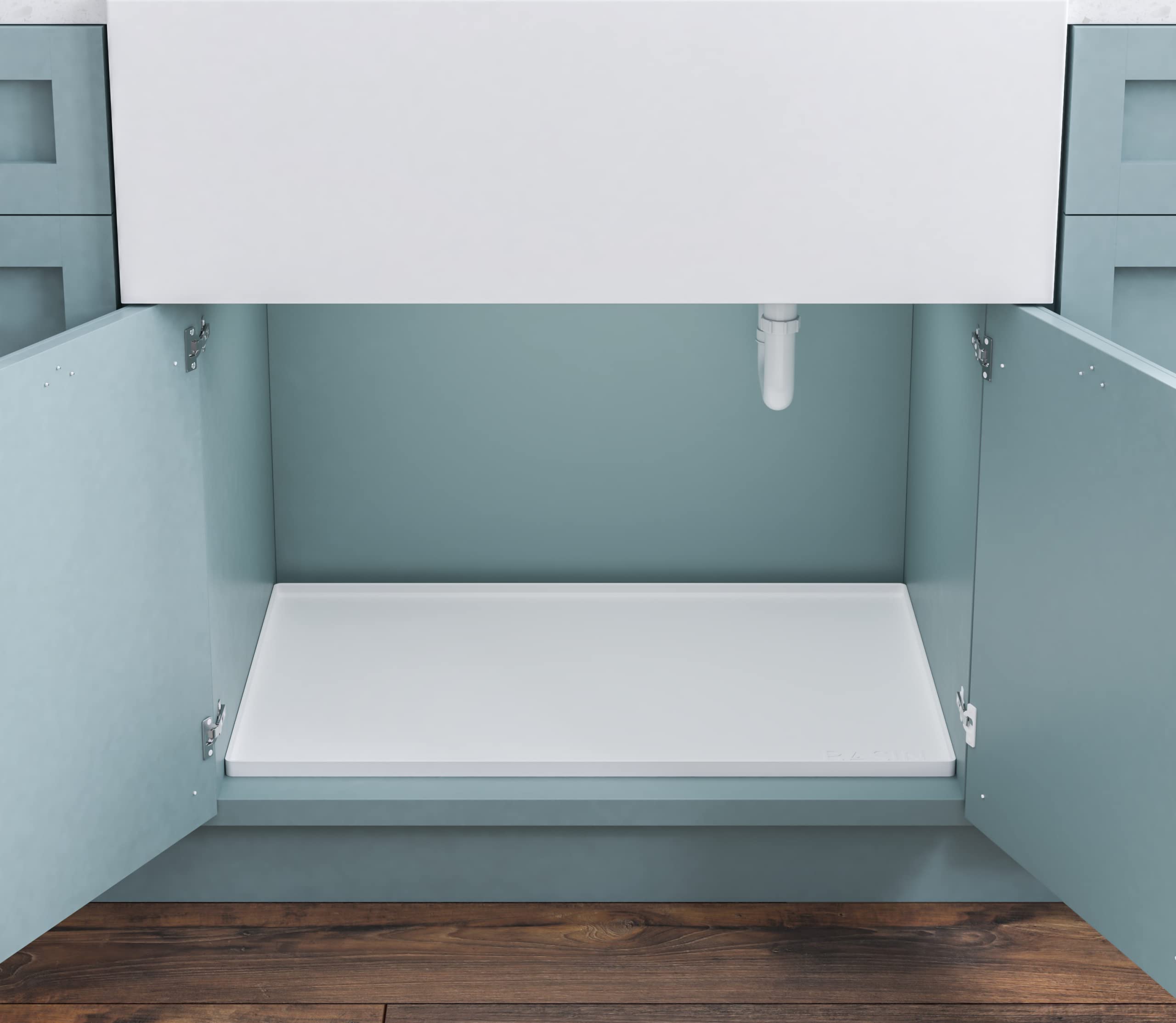 Basin Premium Silicone Under Sink Mat (White, 28"x19" (for 30" Bathroom/Vanity Base Cabinets))