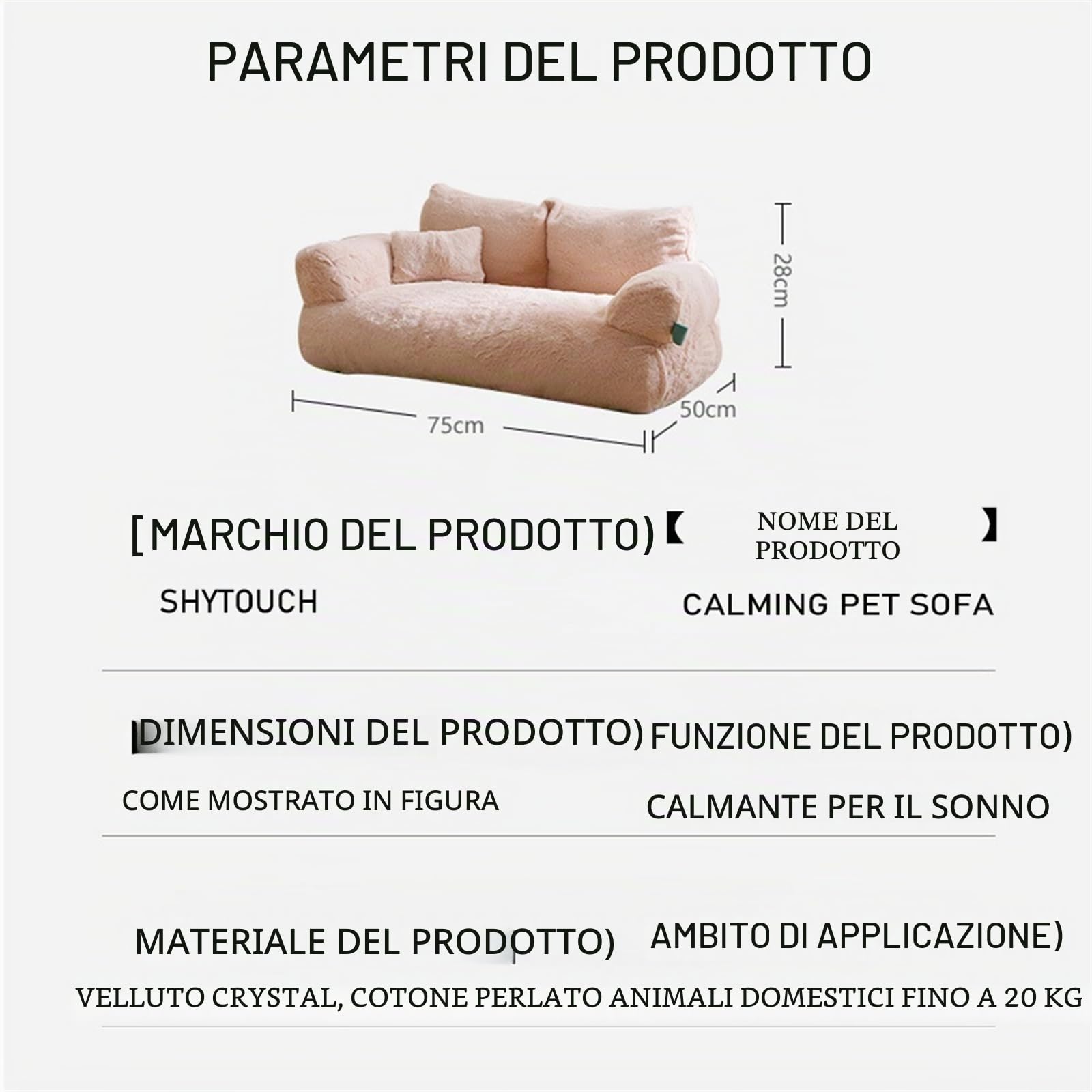 Calming Pet Sofa,Calming Dog Bed Fluffy Plush pet Sofa, Dog Bed for Small Medium Large Dogs, Memory Foam with Removable Washable Cover (L, Brown)