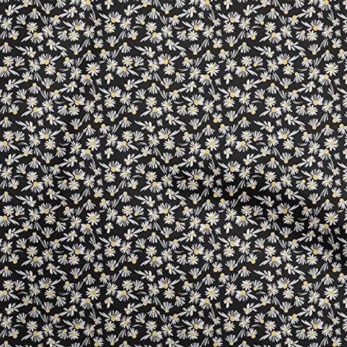 oneOone Silk Tabby Black Fabric Floral DIY Clothing Quilting Fabric Print Fabric By Yard 42 Inch Wide-9056