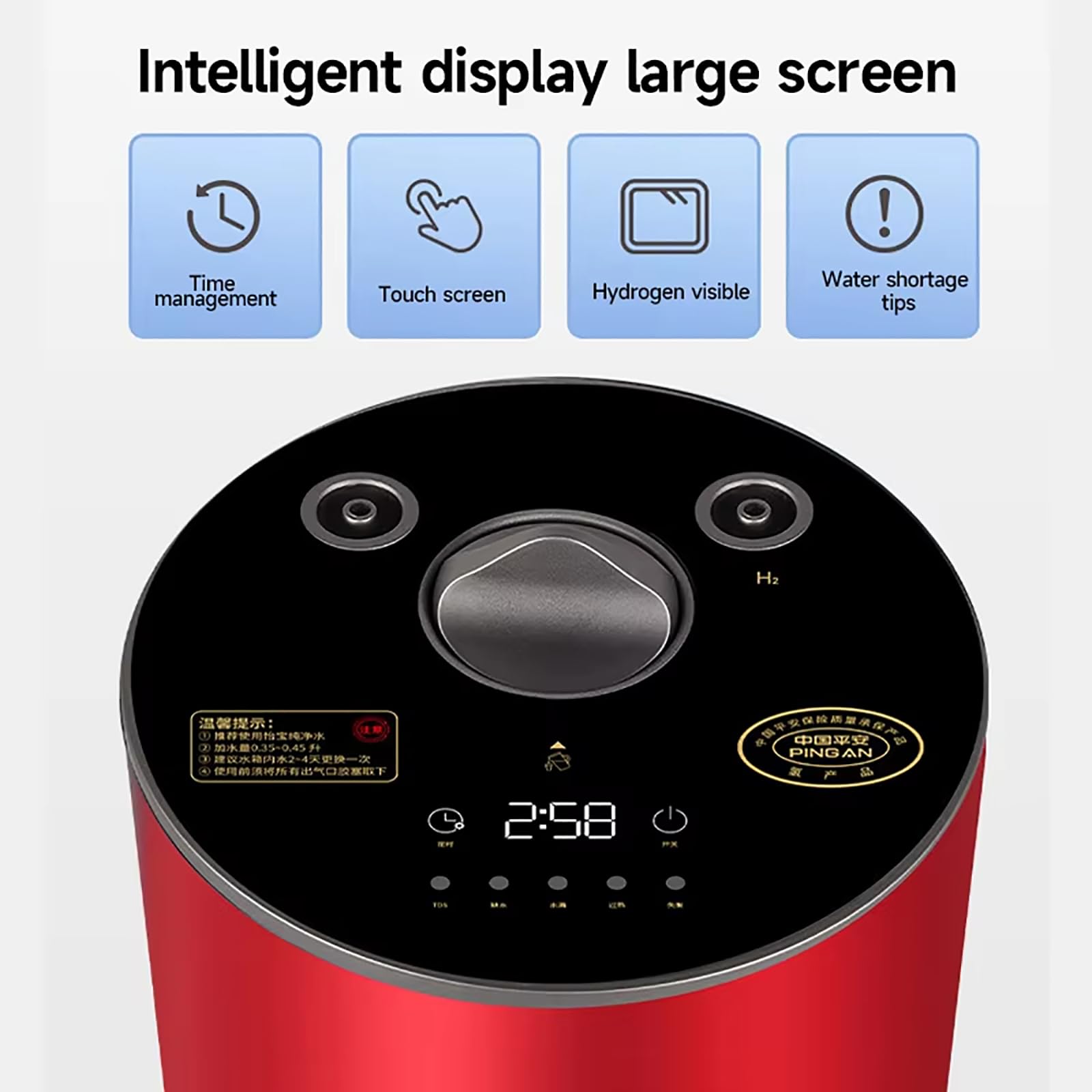 Inalatore di Idrogeno, Generatore di H2 Puro al 99,99%, Dispositivo Portatile per La Respirazione a Idrogeno, Inalatore a Doppia, Generatore Molecolare di H2 225ml(150H+75O)