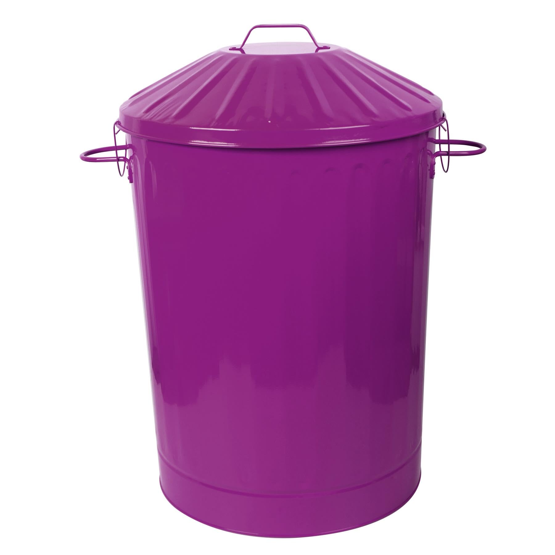 simpa 60L Colourful Vintage Style Metal Tapered Dustbins & Lids - Pink 62cm (H) x 38cm (Dia) — view 60