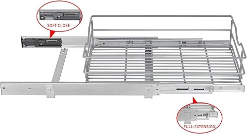 Miniatura 3 de Organizador de gabinete extraíble, (20 pulgadas de ancho x 20 pulgadas de profundidad) cajón extraíble de cierre suave, organizador deslizante para