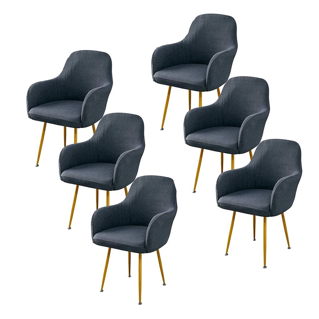 Hoowarm Set of 1/2/4/6 Dining Chair Cover Jacquard ​Stretch armrest Chair Slipcovers Removable Washable Chair Slipcovers for Kitchen Banquet Home Hotel Chairs Slipcover Seat Cover