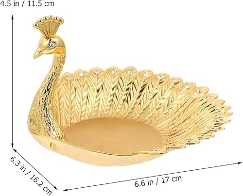 Miniatura 3 de Toddmomy Cuenco de fruta de pavo real de metal Decoración de frutas Bandejas de frutas Bandeja de cerámica Platos de aperitivo Bandeja de fruta seca